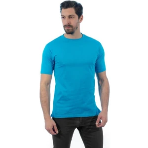 Sıfır Yaka Tişört, Turkuaz -113E309- Bisiklet Yaka Tshirt