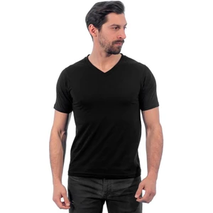 V Yaka Tişört, Siyah -113E250- T-shirt, Tshirt, Kısa Kollu