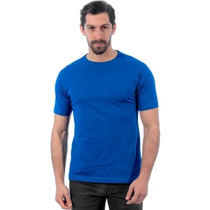Sıfır Yaka Tişört, Saks Mavi -112E741- Bisiklet Yaka Tshirt