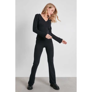 Çizgili Örme Kumaş Rahat Pantolon