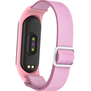 Puluz Xiaomi Mi Band Için 3/4/5 Dimi 8-Şekilli Toka Kordonlu Saat Pembe
