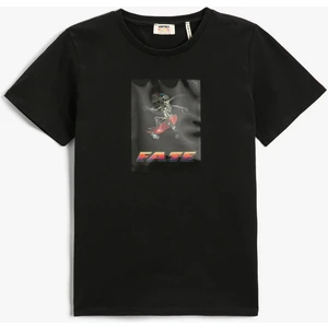 Bisiklet Yaka Normal Kalıp Baskılı Siyah Erkek Çocuk T-Shirt - 2SKB10047TK