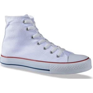 Unisex Bilekli Beyaz Kanvas Sneaker 1841
