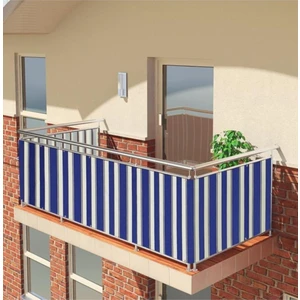 Altın Pamuk Balkon Demiri Perdesi Korkuluk Perdesi Mavi Her Ölçüde Boy x En Metal Halkalı