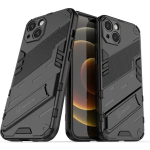 Apple iPhone 13 Için Standlı Çift Katmanlı Sert Pc + Yumuşak Tpu Darbeye Dayanıklı Koruyucu Kılıf - Siyah (Yurt Dışından)
