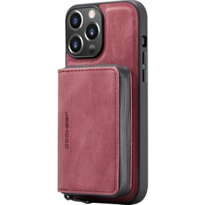 Apple iPhone 13 Pro Max Için 2'si 1 Arada Ayrılabilir Manyetik Kartlıklı Düşmeye Dayanıklı Pu Deri Kaplamalı Tpu Kılıf - Kırmızı (Yurt Dışından)