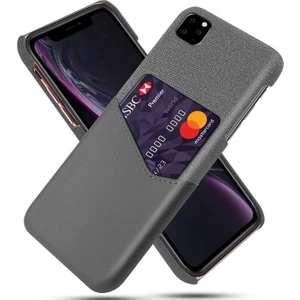 Apple iPhone 11 Pro Max Için Kart Yuvalı Pc + Pu + Kumaş Hibrit Telefon Kılıfı - Gri (Yurt Dışından)