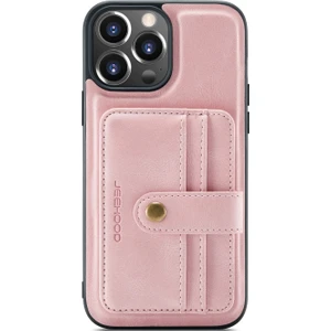 Apple iPhone 13 Pro Için 2'si 1 Arada Ayrılabilir Manyetik Kartlıklı Düşmeye Dayanıklı Pu Deri Telefon Kılıfı - Pembe (Yurt Dışından)