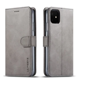 Apple iPhone 11 Için Pu Deri Cüzdan Tasarımlı Kılıf - Gri (Yurt Dışından)