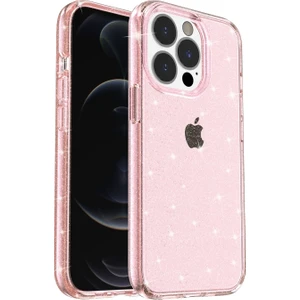 Apple iPhone 13 Pro Max 6.7 Inç Uyumlu Simli Sararma Önleyici Tpu Yumuşak Koruyuculu Telefon Kılıfı - Pembe (Yurt Dışından)