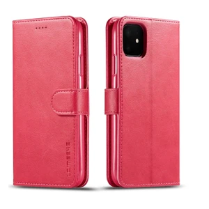 Apple iPhone 11 Için Pu Deri Cüzdan Tasarımlı Kılıf - Pembe (Yurt Dışından)