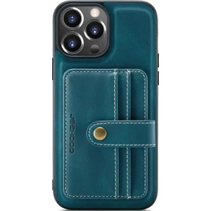 Apple iPhone 13 Pro Için 2'si 1 Arada Ayrılabilir Manyetik Kartlıklı Düşmeye Dayanıklı Pu Deri Telefon Kılıfı - Mavi (Yurt Dışından)