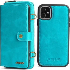 Apple iPhone 11 Için 020 Serisi Manyetik Ayrılabilir Tasarımlı Darbeye Dayanıklı Pu Deri Tpu Cüzdan Kılıf - Mavi (Yurt Dışından)