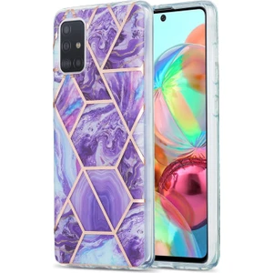 Samsung Galaxy A71 Için Mermer Desenli Kılıf - Mor (Yurt Dışından)