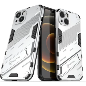 Apple iPhone 13 Için Standlı Çift Katmanlı Sert Pc + Yumuşak Tpu Darbeye Dayanıklı Koruyucu Kılıf - Beyaz (Yurt Dışından)