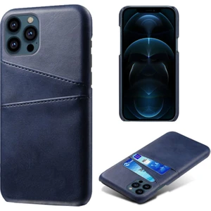 Ksq Apple iPhone 13 Pro Max Için Çift Kart Yuvalı Pu Deri Kaplamalı Sert Pc Telefon Kılıfı - Mavi (Yurt Dışından)