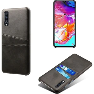 Pu Deri Kaplamalı Samsung Galaxy A70 Için Telefon Kılıfı - Siyah (Yurt Dışından)