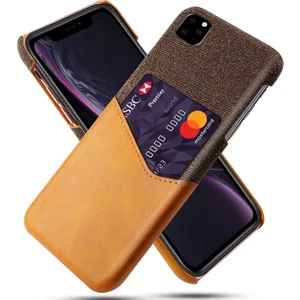 Ksq Apple iPhone 11 Pro Max Için Kart Yuvalı Pc + Pu + Kumaş Hibrit Telefon Kılıfı - Turuncu (Yurt Dışından)