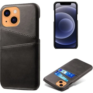 Ksq Apple iPhone 13 Mini Için Pu Deri + Pc Çift Kart Yuvalı Telefon Kılıfı - Siyah (Yurt Dışından)