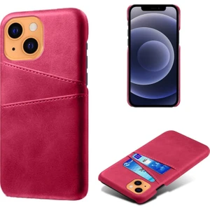 Ksq Apple iPhone 13 Mini Için Pu Deri + Pc Çift Kart Yuvalı Telefon Kılıfı - Pembe (Yurt Dışından)