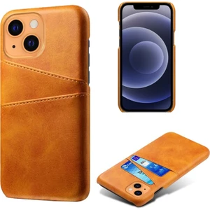 Ksq Apple iPhone 13 Mini Için Pu Deri + Pc Çift Kart Yuvalı Telefon Kılıfı - Turuncu (Yurt Dışından)