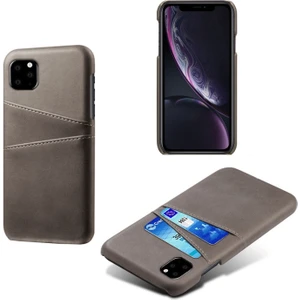 Ksq Apple iPhone 11 Pro Max Için Çift Kart Yuvalı Pu Deri Kaplamalı Sert Pc Telefon Kılıfı - Gri (Yurt Dışından)