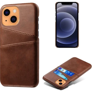 Ksq Apple iPhone 13 Mini Için Pu Deri + Pc Çift Kart Yuvalı Telefon Kılıfı - Kahverengi (Yurt Dışından)