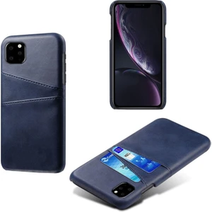 Ksq Apple iPhone 11 Pro Için Çift Kart Yuvalı Pu Deri Kaplamalı Sert Pc Telefon Kılıfı - Mavi (Yurt Dışından)
