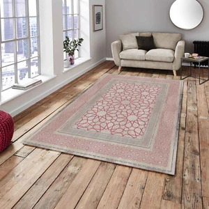 Meka Home Çini Pembe Model Kadife Lastikli Halı Örtüsü