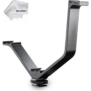 Dslr ve Aynasız Makineler Için 3 Bağlantılı V-Shape Bracket Işık Flaş LED Ekran Mikrofon Bağlantı Adaptörü