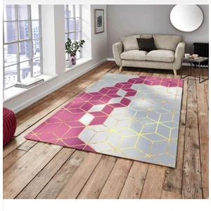 Meka Home Pembe Piramit Model Kadife Lastikli Halı Örtüsü