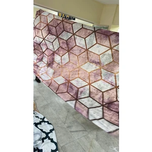 Meka Home Pudra Piramit Model Kadife Lastikli Halı Örtüsü