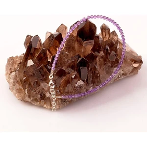 Taş Sandığı Çok Ince Ametist Taşı Gümüş Bileklik - 3 mm