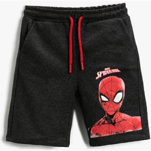 Spiderman Lisanslı Baskılı Şort Beli Bağcıklı