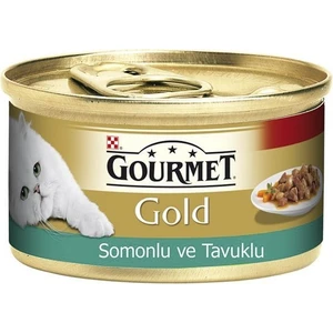 Gourmet Gold Parça Etli ve Soslu Somonlu ve Tavuklu Kedi Konservesi 85 gr