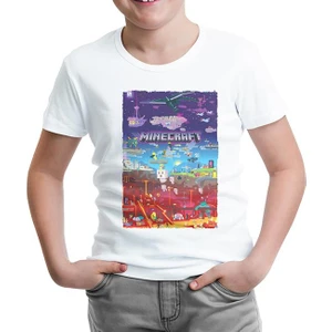 Lord T-Shirt LordT-Shirt T-Shirt Minecraft - World Beyaz Çocuk Tshirt