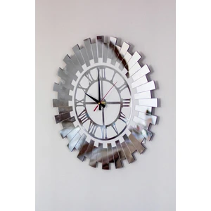 Eyka Store Modern Gümüş Güneş Duvar Saati Dekoratif Roma Rakamlı Mdf Üzeri Aynalı Pleksi 40X40 cm Beyaz