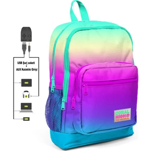 Coral High Kids Dört Bölmeli Karışık Desenli Ilkokul Çantası USB Şarjlı Kulaklık Çıkışlı 23810