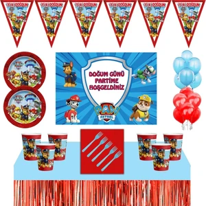 Parti Furyası Paw Patrol  Doğum Günü Konsepti 24 Kişilik 50X70 Afişli Paw Patrol  Parti Malzemeleri Seti Masa Etek