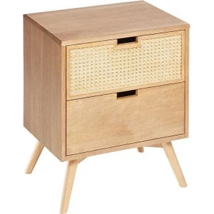 Şafak Mobilya Ahşap Hazeran Detaylı Çift Çekmeceli Modern Komodin