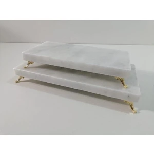 Gerçek Mermer 2'li Sunumluk Gold Ayak