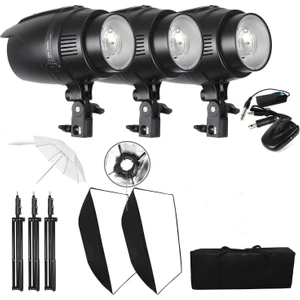 Profesyonel Tetkleyicili 600LÜK Paraflaş Seti Stüdyo Ürün Çekim 3lü 600 Watt Paraflash Softbox 60X90 Paraflaş Kit