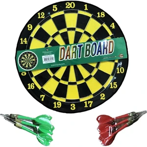 Pasifik Toys Dzc Kuzenler Avm Çift Yönlü Iğneli Dart Tahtası 6 Ok Spor Aktivite Oyuncak 23 cm