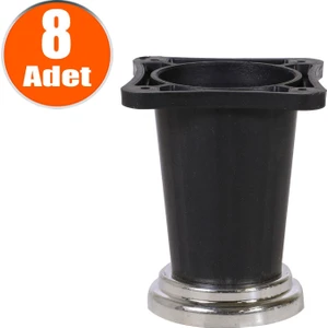 Yıldız Ayarlanabilir Dolap Mobilya Tezgah Koltuk Kanepe Puf Tezgah Ayağı Ayakları Siyah Krom 10 cm (8 Adet)