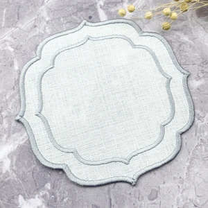 Gümüş Gri Renkli Çift Sargı Nakışlı Kokteyl Peçetesi