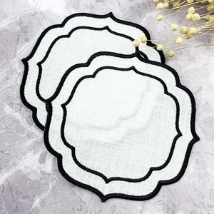 Siyah Renkli Çift Sargı Nakışlı 2'li Kokteyl Peçetesi