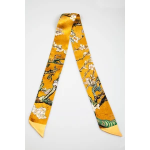 Lila Rosa Desenli Saf Ipek Twill Fular