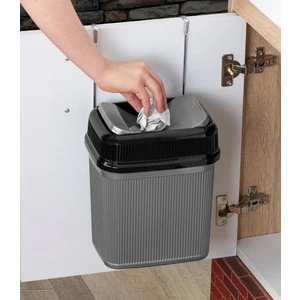 Askılı Asılabilir Tezgah Altı Pratik Kapak Çöp Kovası 5.5 Litre Gri