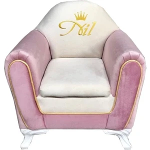 Mihenk Home Mihenk Isme Özel Çocuk Koltuğu Bebek Odası Pembe - Krem Koltuk