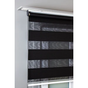Bizden Siyah Pileli Zebra Stor Perde 3.5 cm Kısa Polyester Kumaş Özel Ölçü Seçenekleriyle